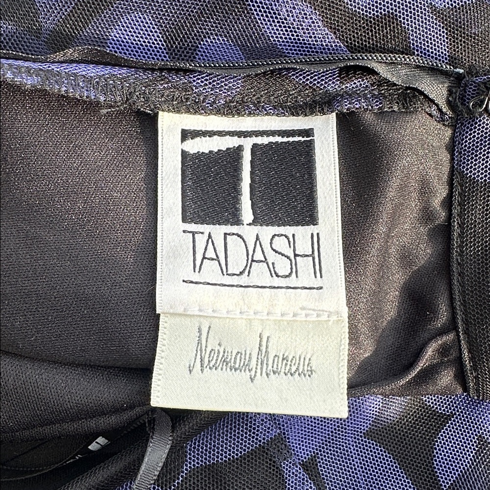 Tadashi Shoji x Neiman Marcus Black & Blue Floral Mesh Mermaid Maxi Skirt size 8 - Picture 6 of 6